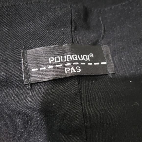 Vintage PourQuoi Pas Bustle Back Dress Black Sweetheart Neckline Maxi 90s Medium - Picture 7 of 16